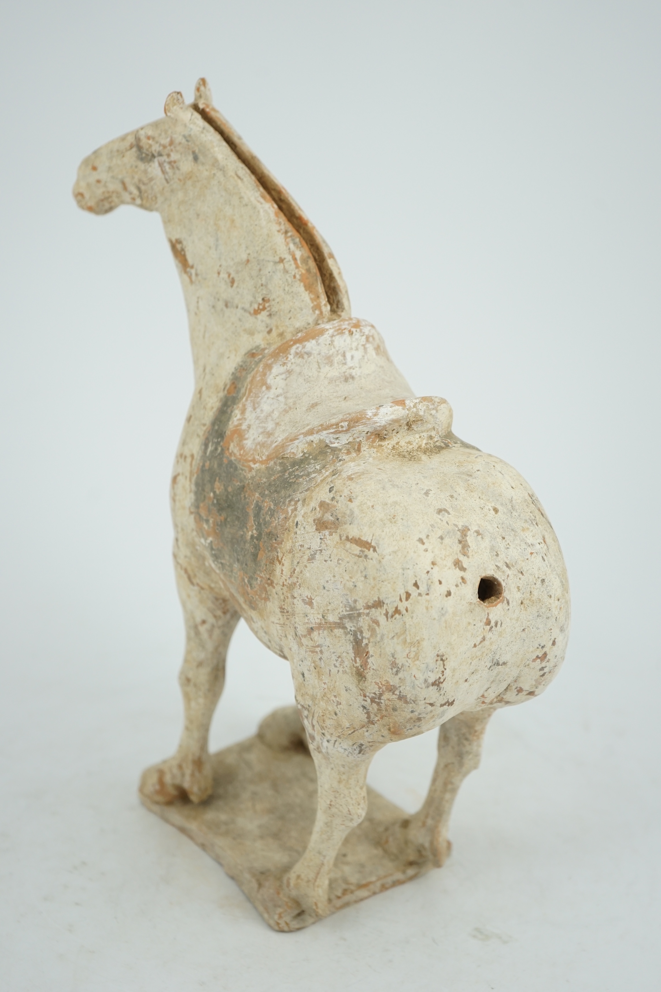 A Chinese painted pottery saddled horse, Tang Dynasty (AD 618-906)